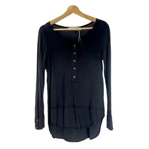 NWT Artisan de Luxe Hi-Low Henley Top Long Sleeves Gray Sz S